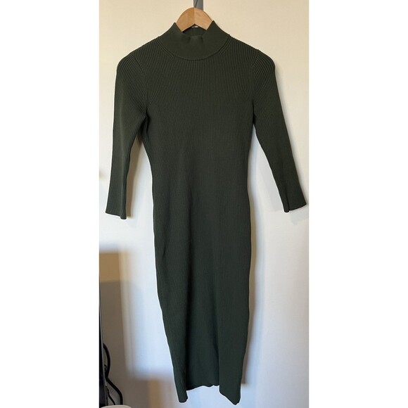 Hatch Olive Ribbed Knit Skylar Mock Neck 3/4 Sleeve Maternity Dress Size… - Picture 1 of 9